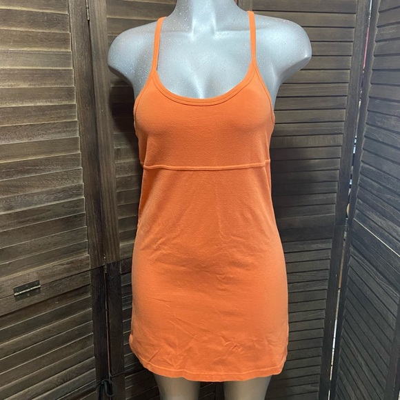 Y2K American Eagle Orange Mini Summer Dress Casual Spaghetti Straps Razor Back - Picture 1 of 7